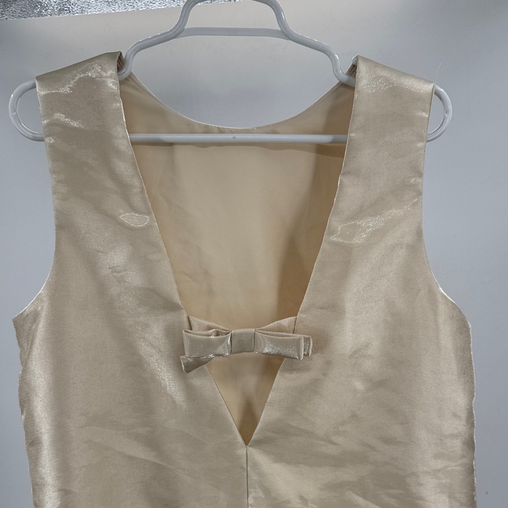 H&M Divided Large Cream Satin Sleeveless Dress with Bow